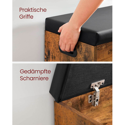 Artikelbild 7 für VASAGLE Schuhbank LHS30BX braun, schwarz Holz 80,0 cm, Artikelnummer 262299