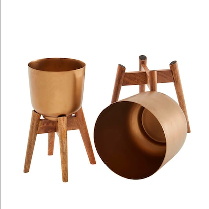 Artikelbild 6 für WOHNLING Übertopf Metall gold rund 31,0 x 52,0 cm, 2 St., Artikelnummer 166289