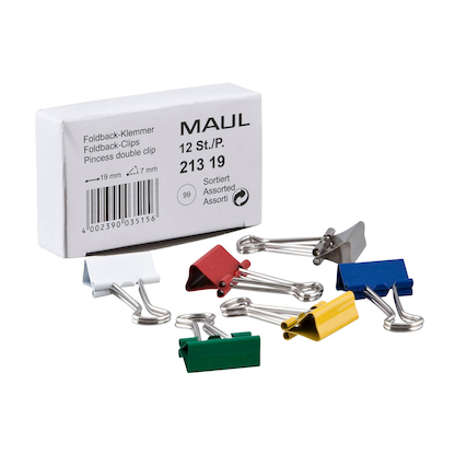 Artikelbild für 12 MAUL Foldbackklammern farbsortiert 1,9 cm, Artikelnummer 958710