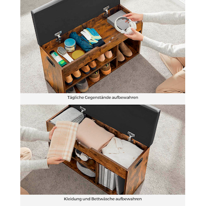 Artikelbild 8 für VASAGLE Schuhbank LHS30BX braun, schwarz Holz 80,0 cm, Artikelnummer 262299