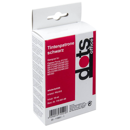 Artikelbild 2 für dots schwarz Druckkopf kompatibel zu Canon PG-512, Artikelnummer 115651