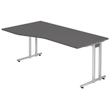 Artikelbild 1 für HAMMERBACHER NS18 Schreibtisch grafit Trapezform, C-Fuß-Gestell silber 180,0 x 80,0/100,0 cm, Artikelnummer 378634