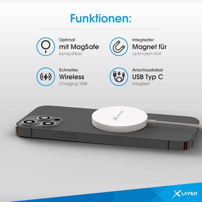 Artikelbild 7 für XLAYER Wireless Charging Pad Magnetic Induktive Ladestation weiß, Kabellänge: 1,5 m, 15 Watt, Artikelnummer 605424