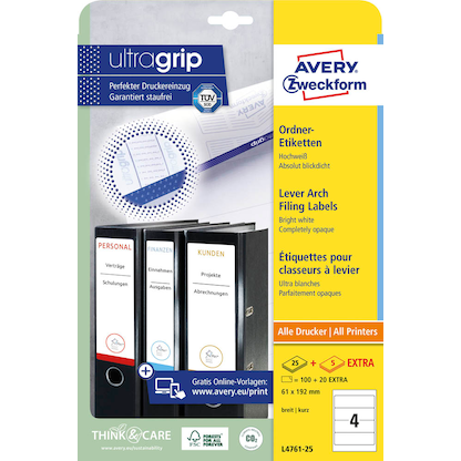 Artikelbild 3 für 120 AVERY Zweckform Ordneretiketten L4761-25 weiß, Artikelnummer 345629