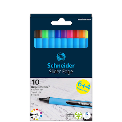 Artikelbild 2 für 6 + 4 GRATIS: Schneider Kugelschreiber Slider Edge farbsortiert, Schreibfarbe: farbsortiert, 6 St. + GRATIS 4 St., Artikelnummer 514162