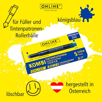 Artikelbild 6 für ONLINE® 17026 Tintenpatronen für Füller königsblau 20 St., Artikelnummer 283802