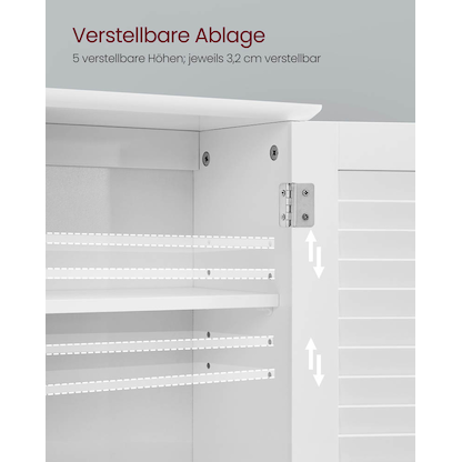 Artikelbild 7 für VASAGLE Bad-Hängeschrank BBC27WT weiß 60,0 x 20,0 x 70,0 cm, Artikelnummer 439038