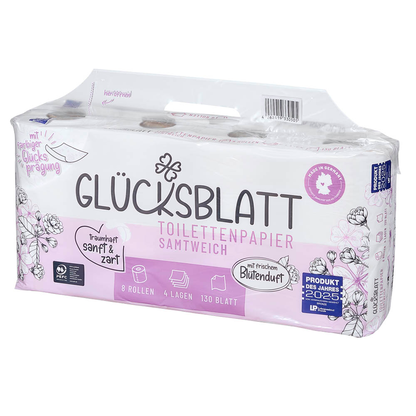 Artikelbild 4 für GLÜCKSBLATT Toilettenpapier samtweich 4-lagig, 8 Rollen, Artikelnummer 671822