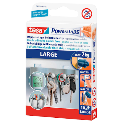 Artikelbild 2 für tesa Powerstrips LARGE Klebestreifen für max. 2,0 kg 2,0 x 5,0 cm, 10 St., Artikelnummer 569871