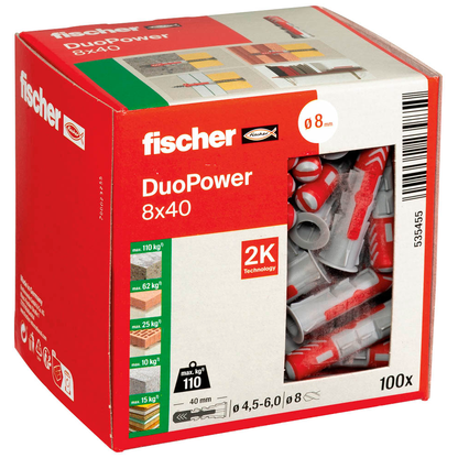 Artikelbild für fischer DuoPower 8x40 2K 535455 Universaldübel Ø 8 mm x 40 mm, 100 St., Artikelnummer 479879