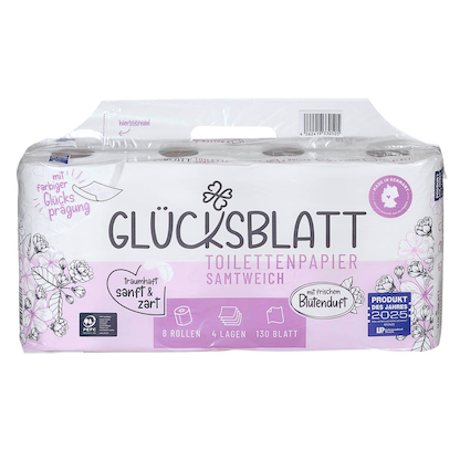 Artikelbild 3 für GLÜCKSBLATT Toilettenpapier samtweich 4-lagig, 8 Rollen, Artikelnummer 671822