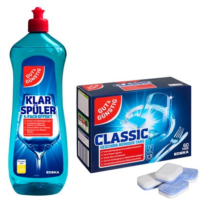Artikelbild 11 für AKTION: GUT&GÜNSTIG Spülmaschinentabs CLASSIC + Klarspüler EFFEKT, Artikelnummer 722237