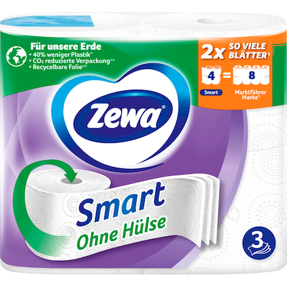 Artikelbild 5 für Zewa Toilettenpapier Smart 3-lagig, 4 Rollen, Artikelnummer 179222