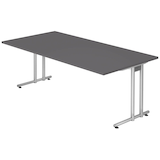 Artikelbild 1 für HAMMERBACHER NS2E Schreibtisch grafit rechteckig, C-Fuß-Gestell silber 200,0 x 100,0 cm, Artikelnummer 378689