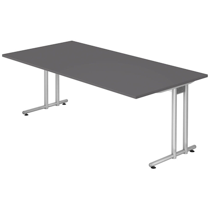 Artikelbild für HAMMERBACHER NS2E Schreibtisch grafit rechteckig, C-Fuß-Gestell silber 200,0 x 100,0 cm, Artikelnummer 378689