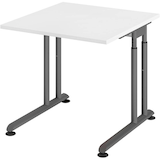Artikelbild 1 für HAMMERBACHER ZS08 höhenverstellbarer Schreibtisch weiß quadratisch, C-Fuß-Gestell grau 80,0 x 80,0 cm, Artikelnummer 992321
