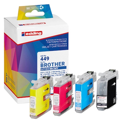 Artikelbild 22 für edding EDD-449 schwarz, cyan, magenta, gelb Druckerpatronen kompatibel zu brother LC-123BK/C/M/Y, 4er-Set, Artikelnummer 420594