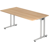 Artikelbild 1 für HAMMERBACHER NS16 Schreibtisch eiche rechteckig, C-Fuß-Gestell silber 160,0 x 80,0 cm, Artikelnummer 863771
