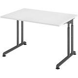 Artikelbild 1 für HAMMERBACHER ZS12 höhenverstellbarer Schreibtisch weiß rechteckig, C-Fuß-Gestell grau 120,0 x 80,0 cm, Artikelnummer 992339
