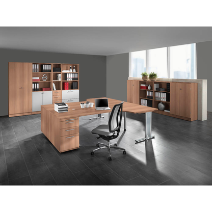 Artikelbild 5 für HAMMERBACHER Regalschrank Prokura, V7300/N/S/RE nussbaum, silber 80,0 x 42,0 x 200,4 cm, Artikelnummer 978536