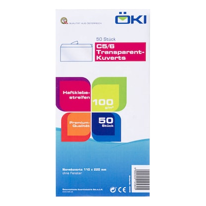 Artikelbild 7 für ÖKI Briefumschläge DIN lang ohne Fenster transparent haftklebend 50 St., Artikelnummer 972061