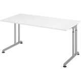 Artikelbild 1 für HAMMERBACHER ZS16 höhenverstellbarer Schreibtisch weiß rechteckig, C-Fuß-Gestell silber 160,0 x 80,0 cm, Artikelnummer 992354