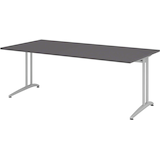 Artikelbild 1 für HAMMERBACHER BS2E Schreibtisch grafit rechteckig, C-Fuß-Gestell silber 200,0 x 100,0 cm, Artikelnummer 378347