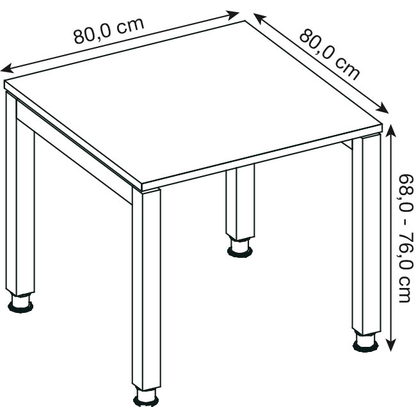 Artikelbild 2 für HAMMERBACHER JS08 höhenverstellbarer Schreibtisch eiche rechteckig, 4-Fuß-Gestell silber 80,0 x 80,0 cm, Artikelnummer 864095