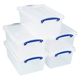 Artikelbild 1 für 5 Really Useful Box Aufbewahrungsboxen 5x 10,2 l transparent 40,5 x 26,0 x 16,0 cm, Artikelnummer 882347