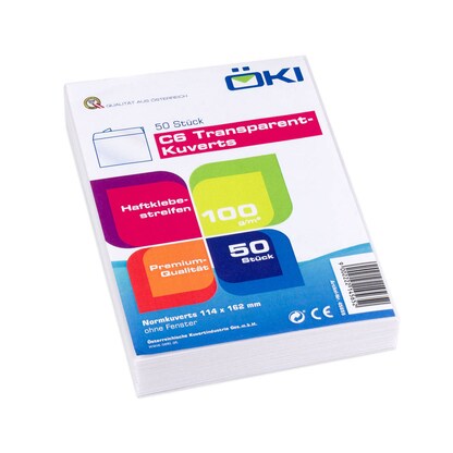 Artikelbild 2 für ÖKI Briefumschläge DIN C6 ohne Fenster transparent haftklebend 50 St., Artikelnummer 972404