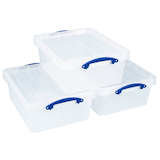 Artikelbild 1 für 3 Really Useful Box Aufbewahrungsboxen 3x 23,5 l transparent 50,0 x 39,5 x 19,5 cm, Artikelnummer 882351