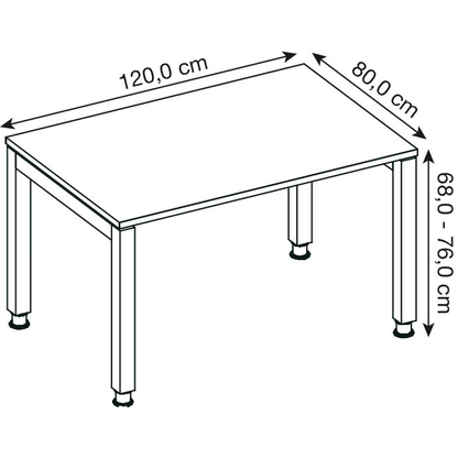 Artikelbild 2 für HAMMERBACHER JS12 höhenverstellbarer Schreibtisch nussbaum rechteckig, 4-Fuß-Gestell silber 120,0 x 80,0 cm, Artikelnummer 864254