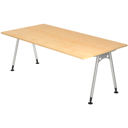 Artikelbild für HAMMERBACHER AS2E höhenverstellbarer Schreibtisch ahorn rechteckig, A-Fuß-Gestell silber 200,0 x 100,0 cm, Artikelnummer 964080