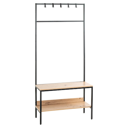 Artikelbild 2 für HAKU Möbel Garderobenbank mit Haken und Schuhrost 37461 eiche, schwarz Holz 70,0 cm, Artikelnummer 105298