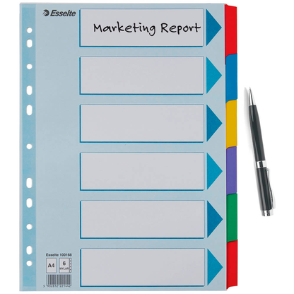 Artikelbild 3 für Esselte Ordnerregister DIN A4 Vollformat blanko farbig 6-teilig, 1 Satz, Artikelnummer 352856