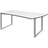 Artikelbild 1 für röhr Imperia höhenverstellbarer Schreibtisch weiß Trapezform, Kufen-Gestell silber 180,0 x 80,0/100,0 cm, Artikelnummer 752331