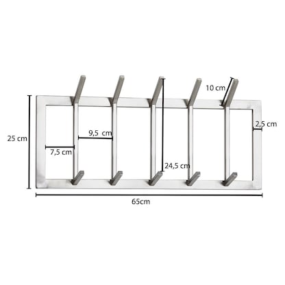 Artikelbild 3 für WOHNLING Wandgarderobe WL6.443 silber Metall 10 Haken 65,0 x 30,0 cm, Artikelnummer 910081