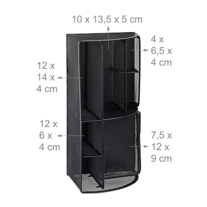 Artikelbild 7 für relaxdays Schreibtisch-Organizer schwarz Metall 6 Fächer 27,5 x 14,0 x 12,5 cm, Artikelnummer 516817