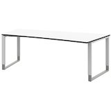Artikelbild 1 für röhr Imperia höhenverstellbarer Schreibtisch weiß Trapezform, Kufen-Gestell weiß 200,0 x 80,0/100,0 cm, Artikelnummer 752994