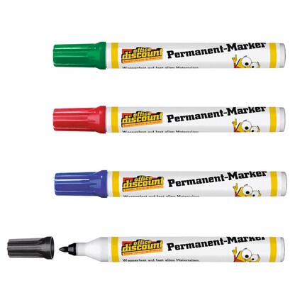 Artikelbild für office discount Permanentmarker farbsortiert 1,5 - 3,0 mm, 4 St., Artikelnummer 835787