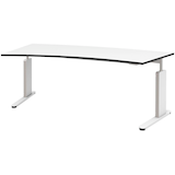 Artikelbild 1 für röhr Imperia höhenverstellbarer Schreibtisch weiß Trapezform, C-Fuß-Gestell weiß 200,0 x 80,0/100,0 cm, Artikelnummer 753081