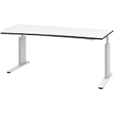 Artikelbild 1 für röhr Imperia höhenverstellbarer Schreibtisch weiß Trapezform, C-Fuß-Gestell weiß 180,0 x 80,0/100,0 cm, Artikelnummer 753097