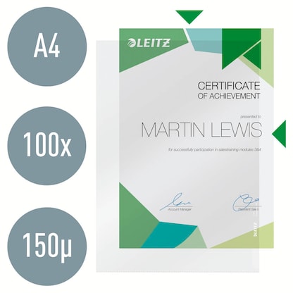 Artikelbild 6 für AKTION: 100 LEITZ Sichthüllen Premium 4100 DIN A4 glasklar glatt 0,15 mm mit Prämie nach Registrierung, Artikelnummer 578682