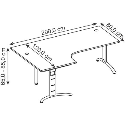 Artikelbild 2 für HAMMERBACHER FS82 Schreibtisch weiß L-Form, C-Fuß-Gestell silber 200,0 x 80,0/120,0 cm, Artikelnummer 867263