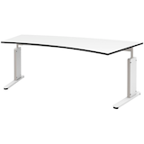 Artikelbild 1 für röhr Imperia höhenverstellbarer Schreibtisch weiß Trapezform, C-Fuß-Gestell weiß 200,0 x 80,0/100,0 cm, Artikelnummer 753101