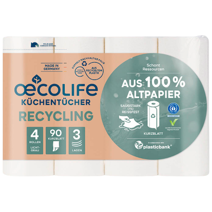 Artikelbild 2 für oecolife Küchenrollen 3-lagig, 4 Rollen, Artikelnummer 671699