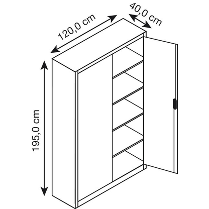 Artikelbild 2 für CP Stahlschrank 08930-00 S10009 lichtgrau, enzianblau 120,0 x 40,0 x 195,0 cm, aufgebaut, Artikelnummer 415657