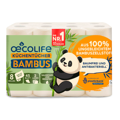 Artikelbild 2 für oecolife Küchenrollen Bambus 3-lagig, 8 Rollen, Artikelnummer 671879