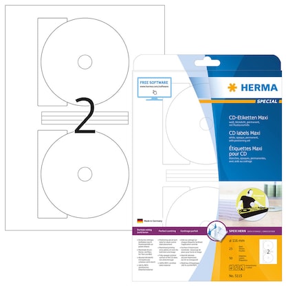 Artikelbild 6 für 50 HERMA CD-Etiketten 5115 weiß, Artikelnummer 244467