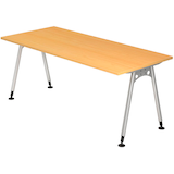 Artikelbild 1 für HAMMERBACHER AS19 höhenverstellbarer Schreibtisch buche rechteckig, A-Fuß-Gestell silber 180,0 x 80,0 cm, Artikelnummer 963557
